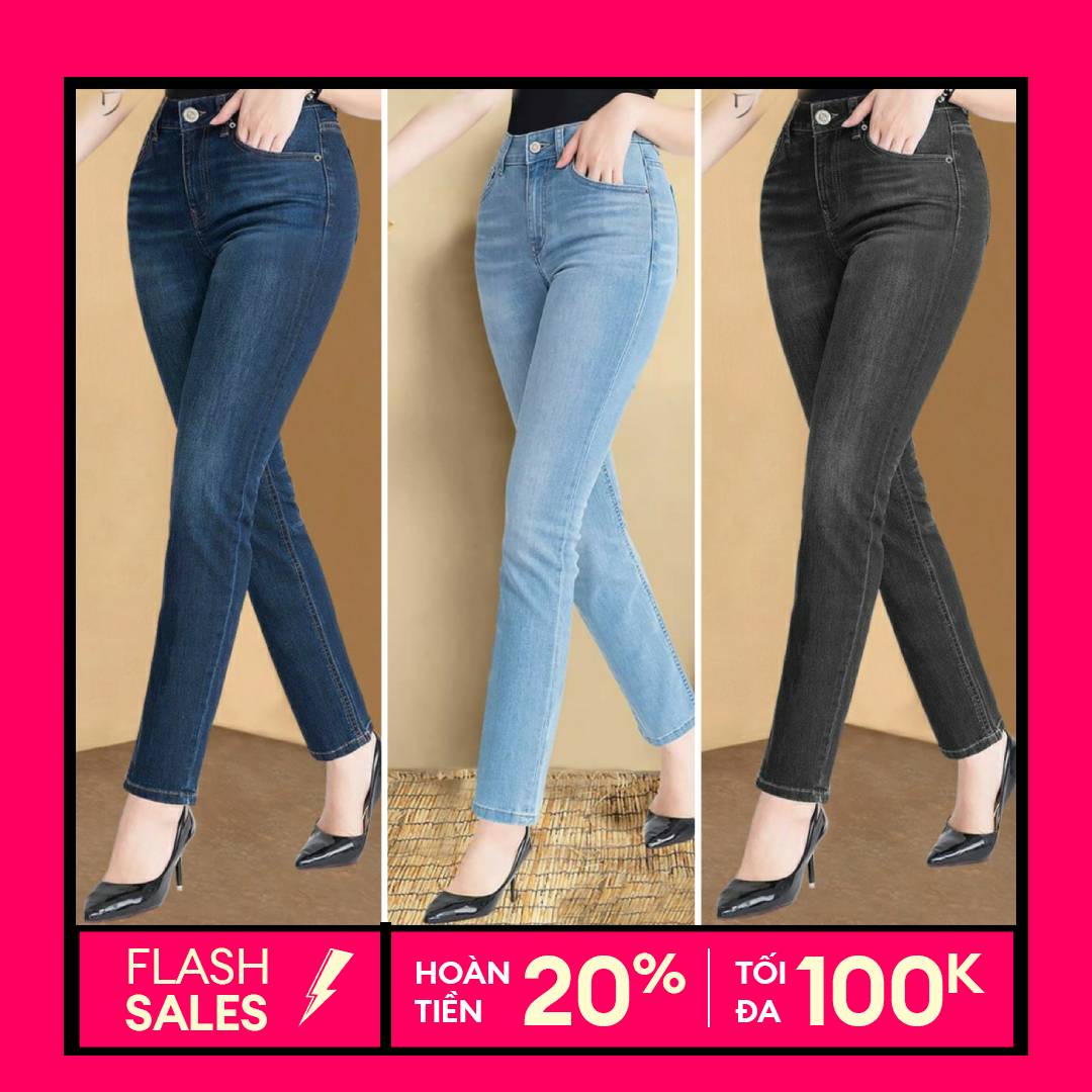 Quần Jeans Nữ Quần Bò Nữ Lưng Cao Cotton 100 Co Giãn 4 Chiều Dáng Skinny Xuất Khẩu