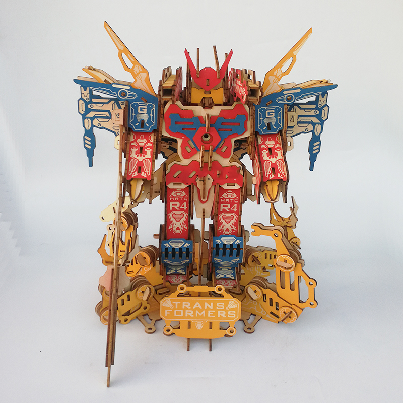 Đồ chơi lắp ráp gỗ 3d mô hình robot transformers bzq-042 laser