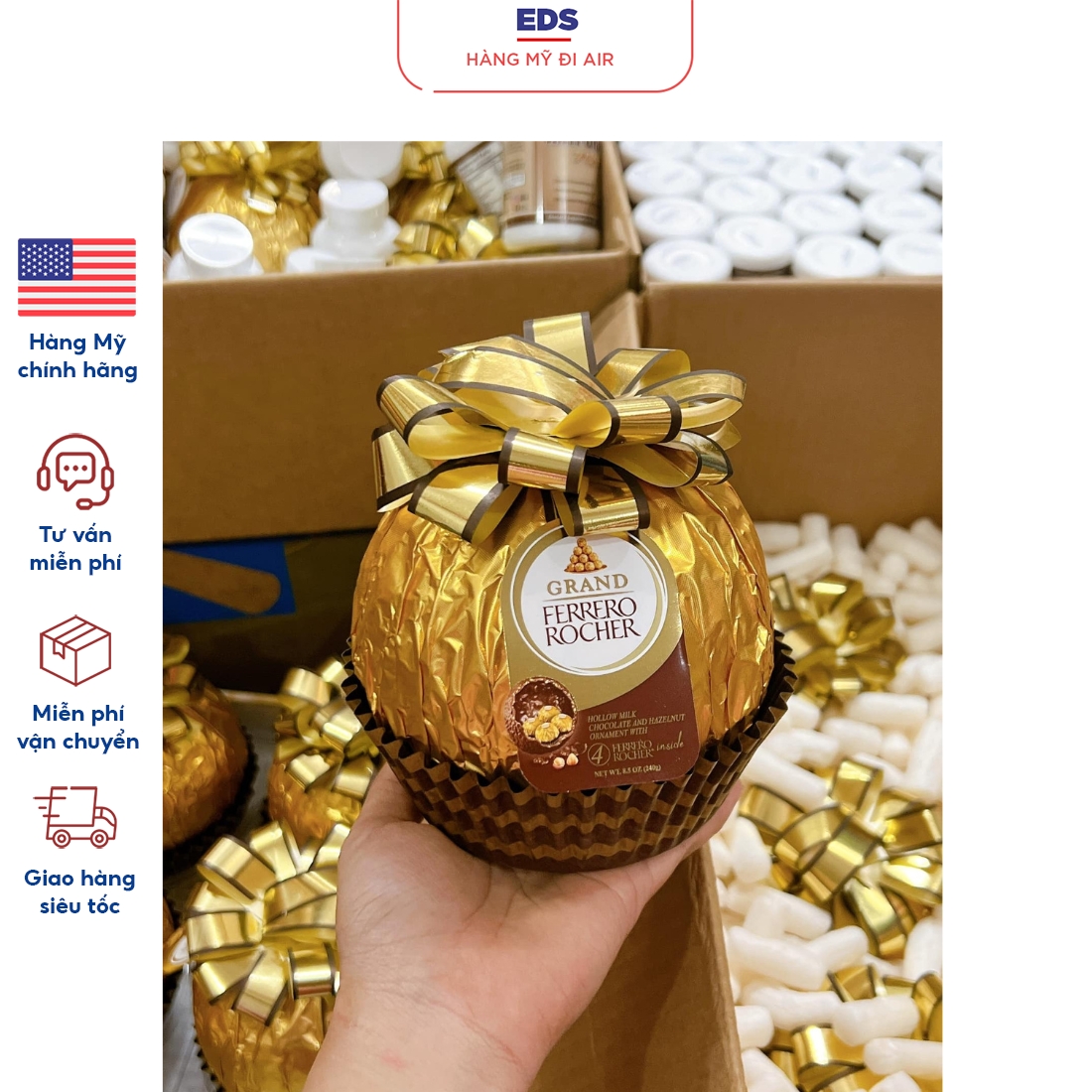 Chocolate quả cầu Grand Ferrero Rocher - 240g - EDS Hàng Mỹ