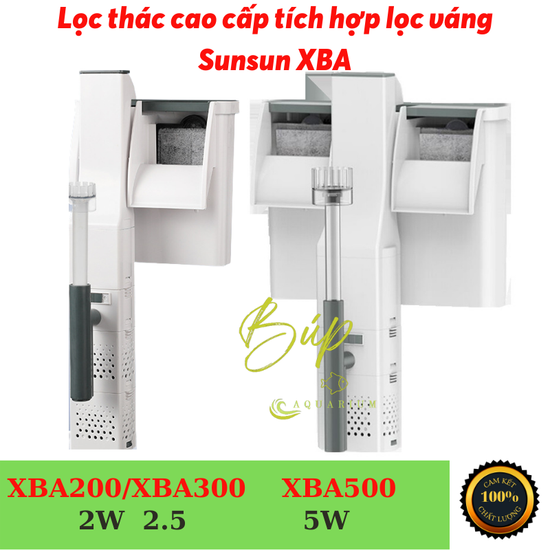 Lọc thác cao cấp tích hợp lọc váng sunsun xba cho bể cá cảnh thủy sinh