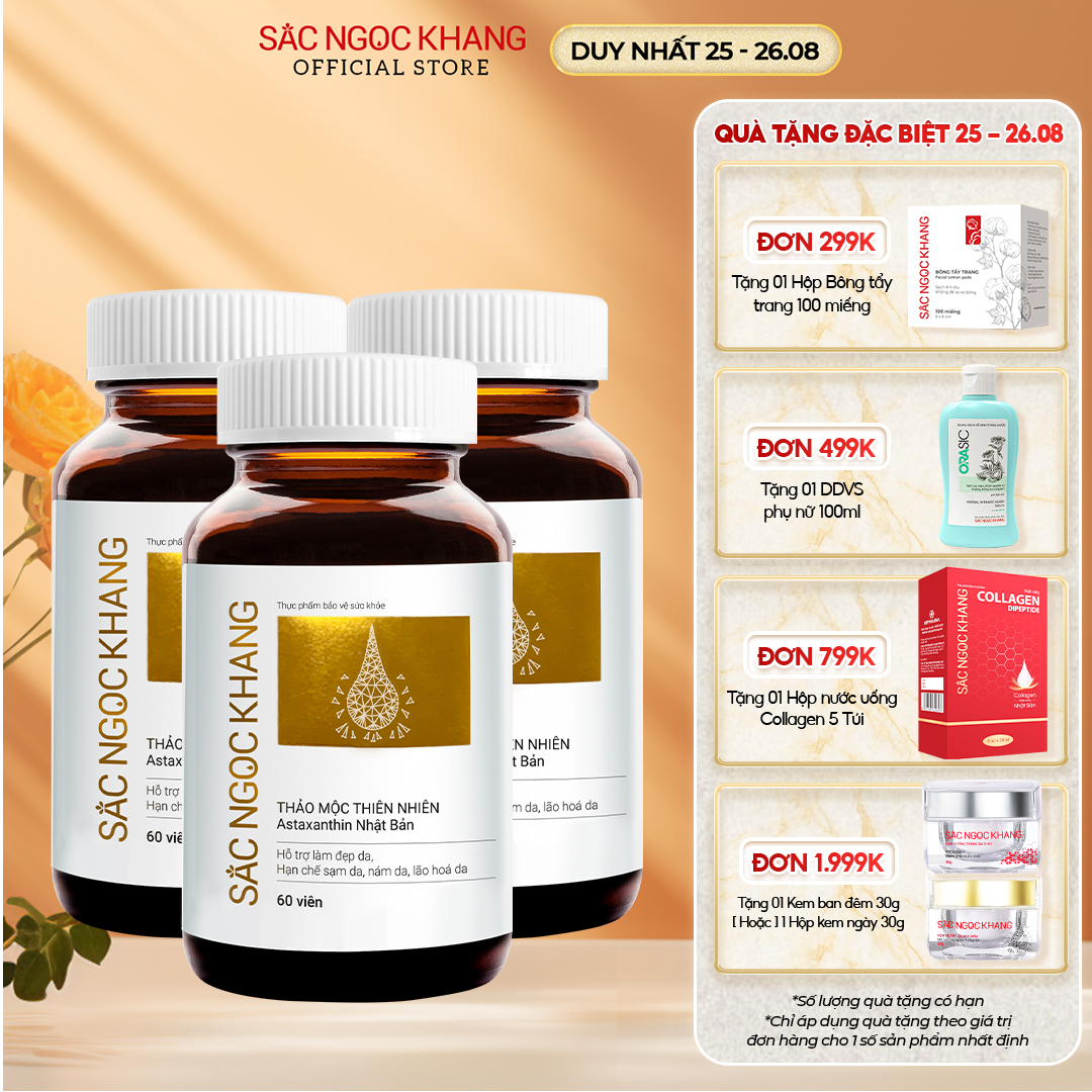 Combo 3 Hộp Viên Uống Sắc Ngọc Khang mờ nám sáng da điều hòa nội tiết