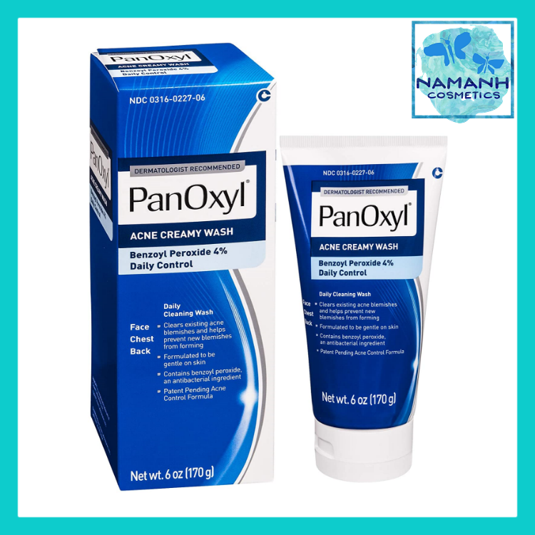 Sữa rửa mặt kháng khuẩn hằng ngày cho da khô mụn PanOxyl Antimicrobial Acne Creamy Wash, 4% Benzoyl Peroxide 170g