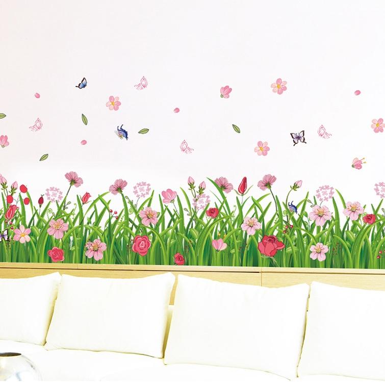 Decal dán tường chân tường hoa cánh tiên -A2-vivadecal