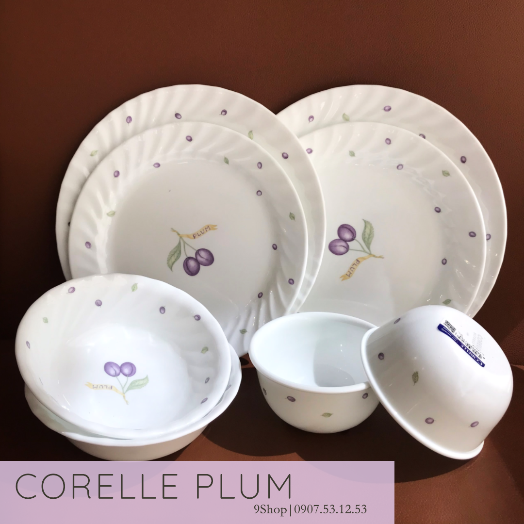Corelle usa - plum - set tô chén dĩa quả mận tím