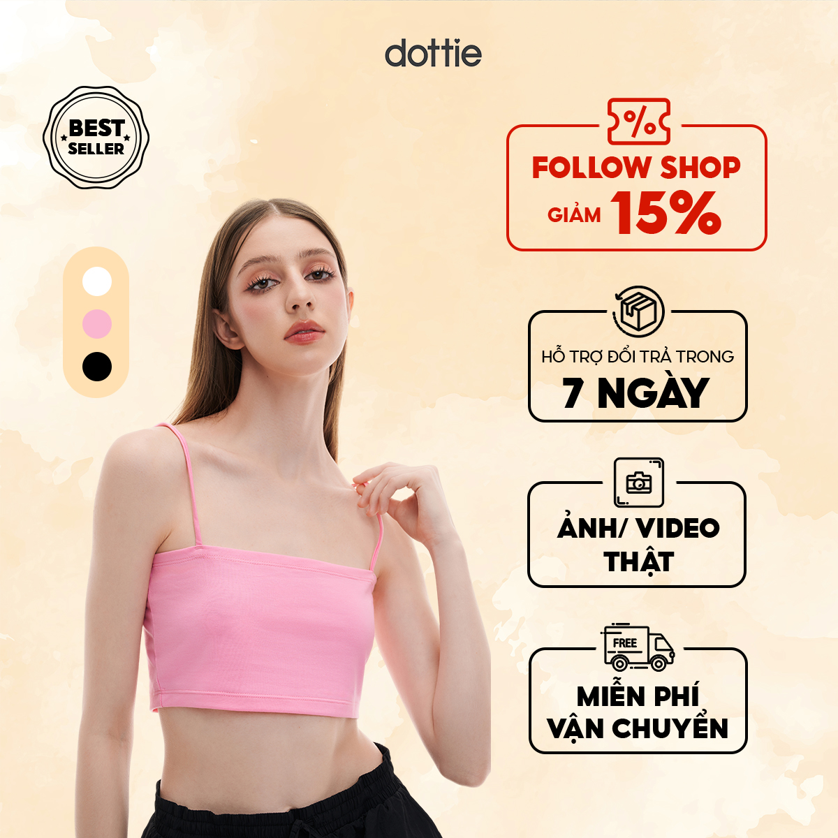 Dottie - áo thun hai dây cơ bản nữ dottie - t0302