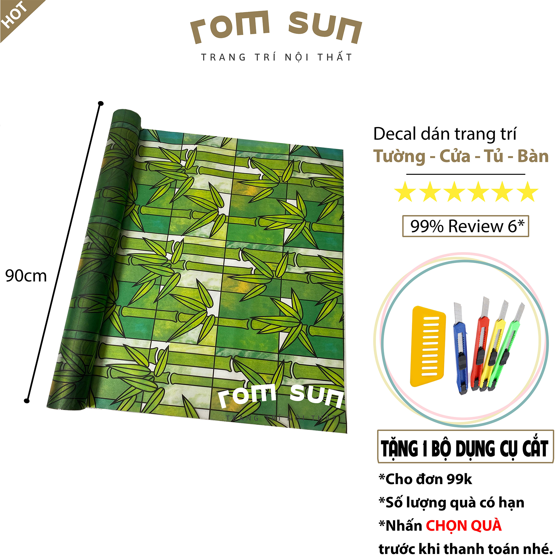 Giấy đề can dán kính mờ dán phòng ngủ, phòng tắm, cửa sổ,cửa kính,phòng khách sẵn keo cây trúc cây tre xanh E9580