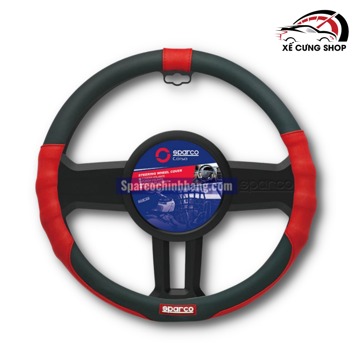 Bọc vô lăng ô tô, Bọc vô lăng Sparco - Bọc vô lăng da Thật size 38cm