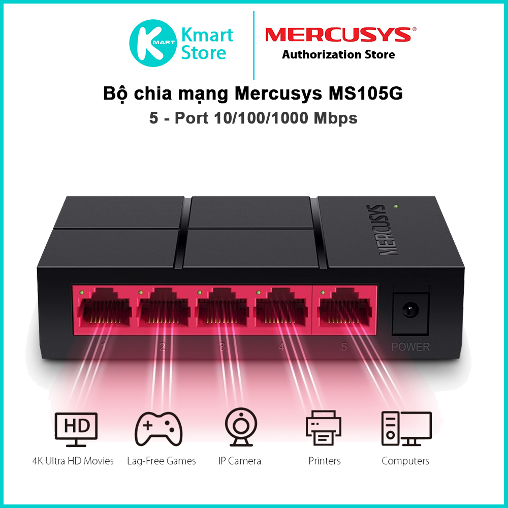 Bộ chia mạng 5 cổng Mercusys MS105G switch 5 port gigabit 10 100 1000 Mbps