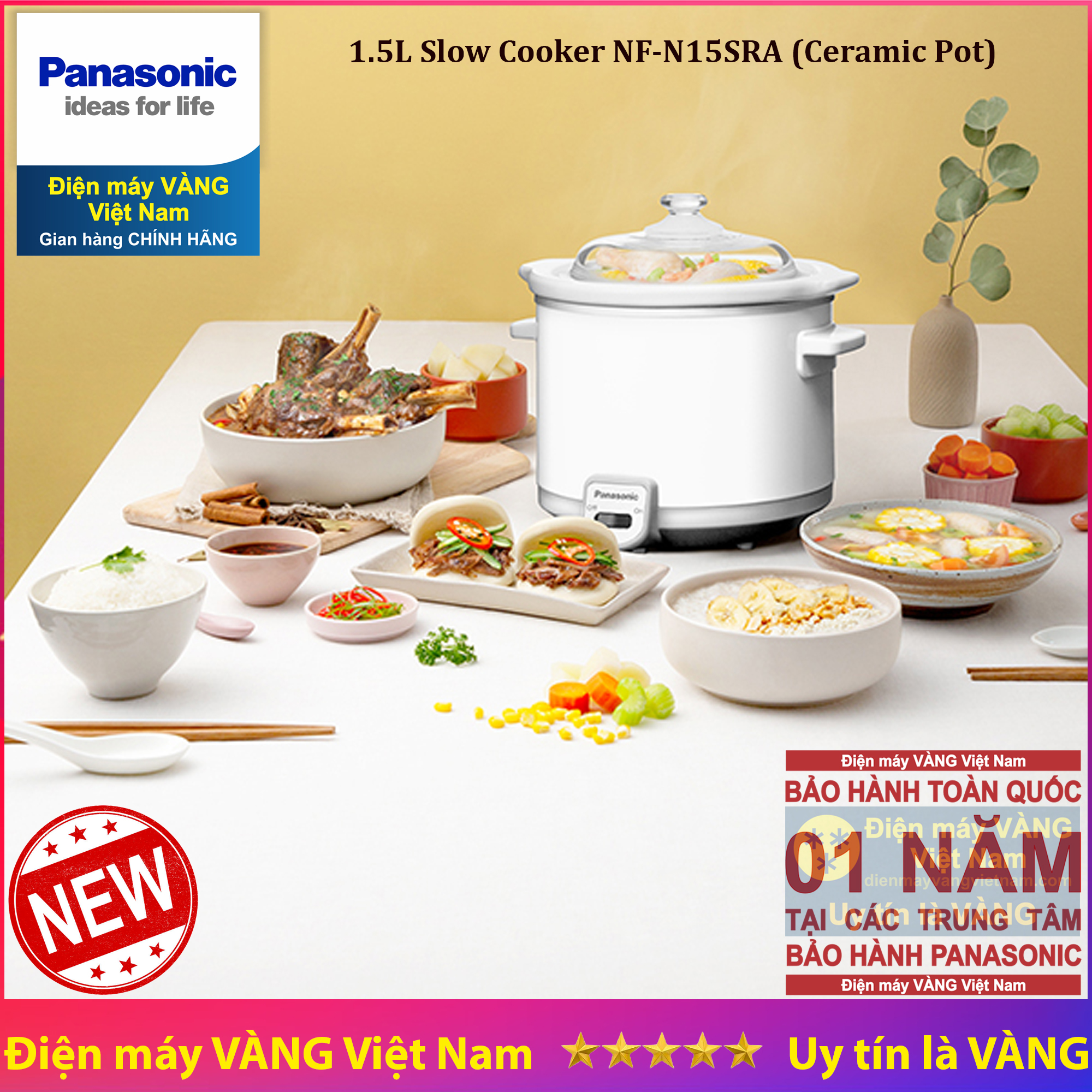 Nồi nấu chậm hầm thực phẩm panasonic nf-n15sra 1.5 lít