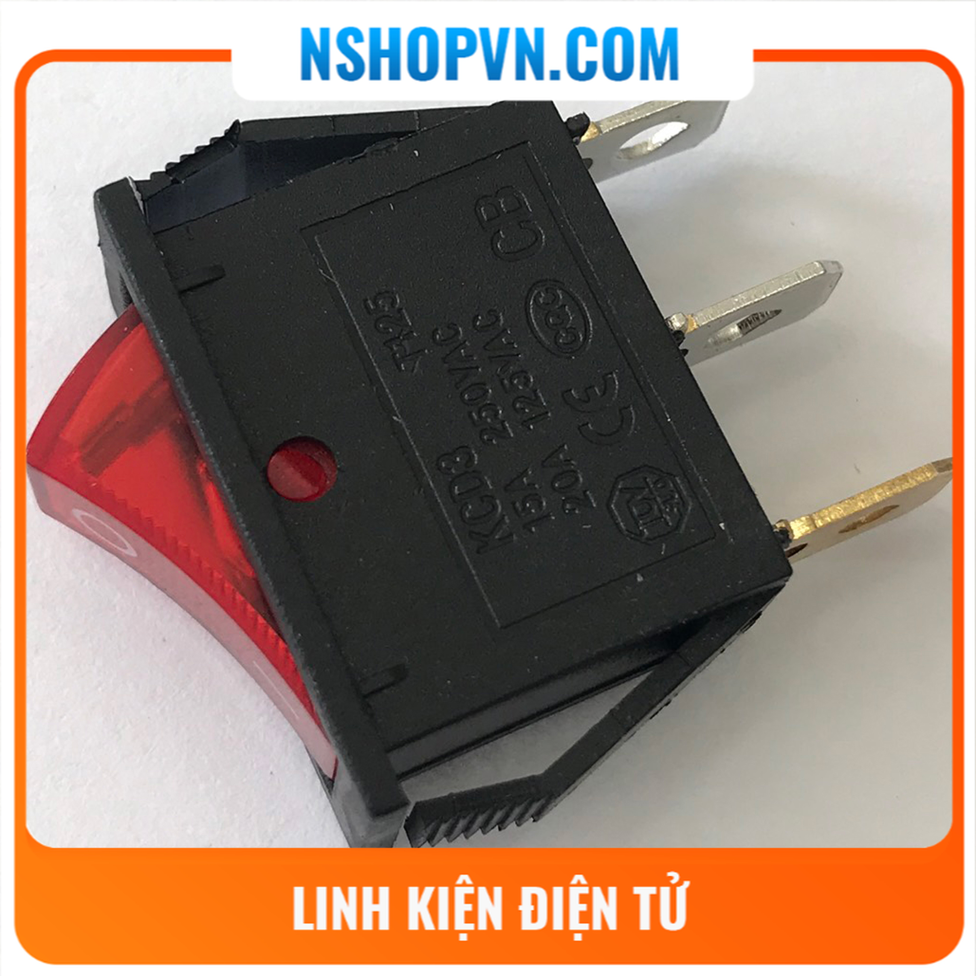 Bộ 2 Công tắc bập bênh có đèn KCD3-101N (đỏ)