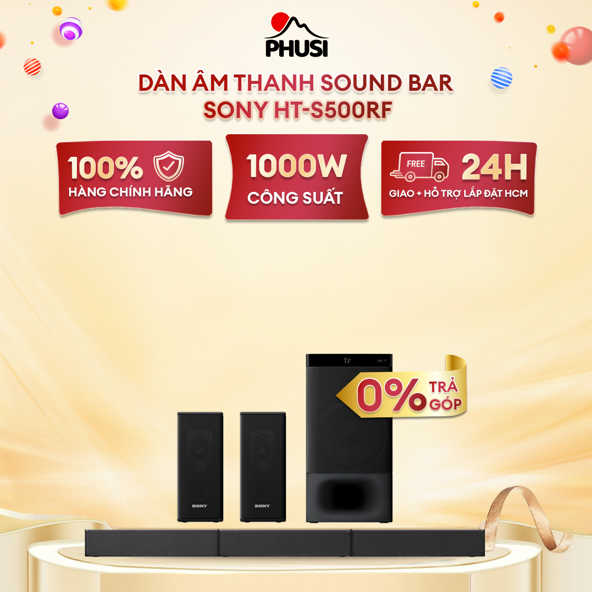 Dàn âm thanh sound bar sony ht-s500rf 5.1 kênh, công suất 1000w - hàng chính hãng