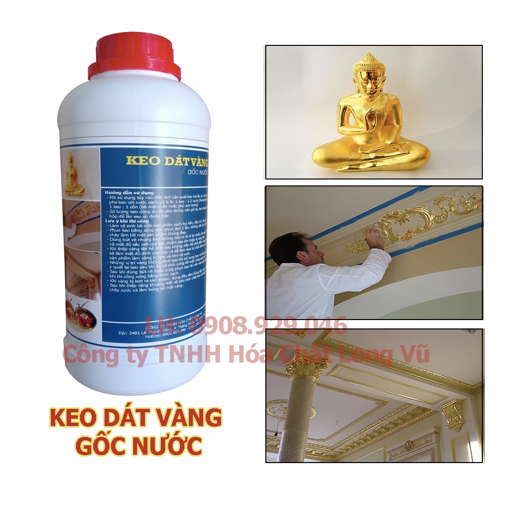 Keo dát vàng chuyên dụng gốc nước chuyên dát đồ kim loại, gỗ, nhựa như tượng phật, đồ thờ, phào chỉ