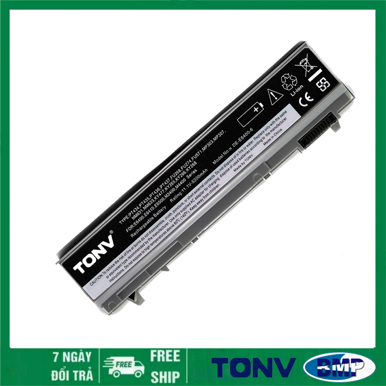 Pin tonv dell latitude e6400 e6500 e6410 m6400 5.200mah