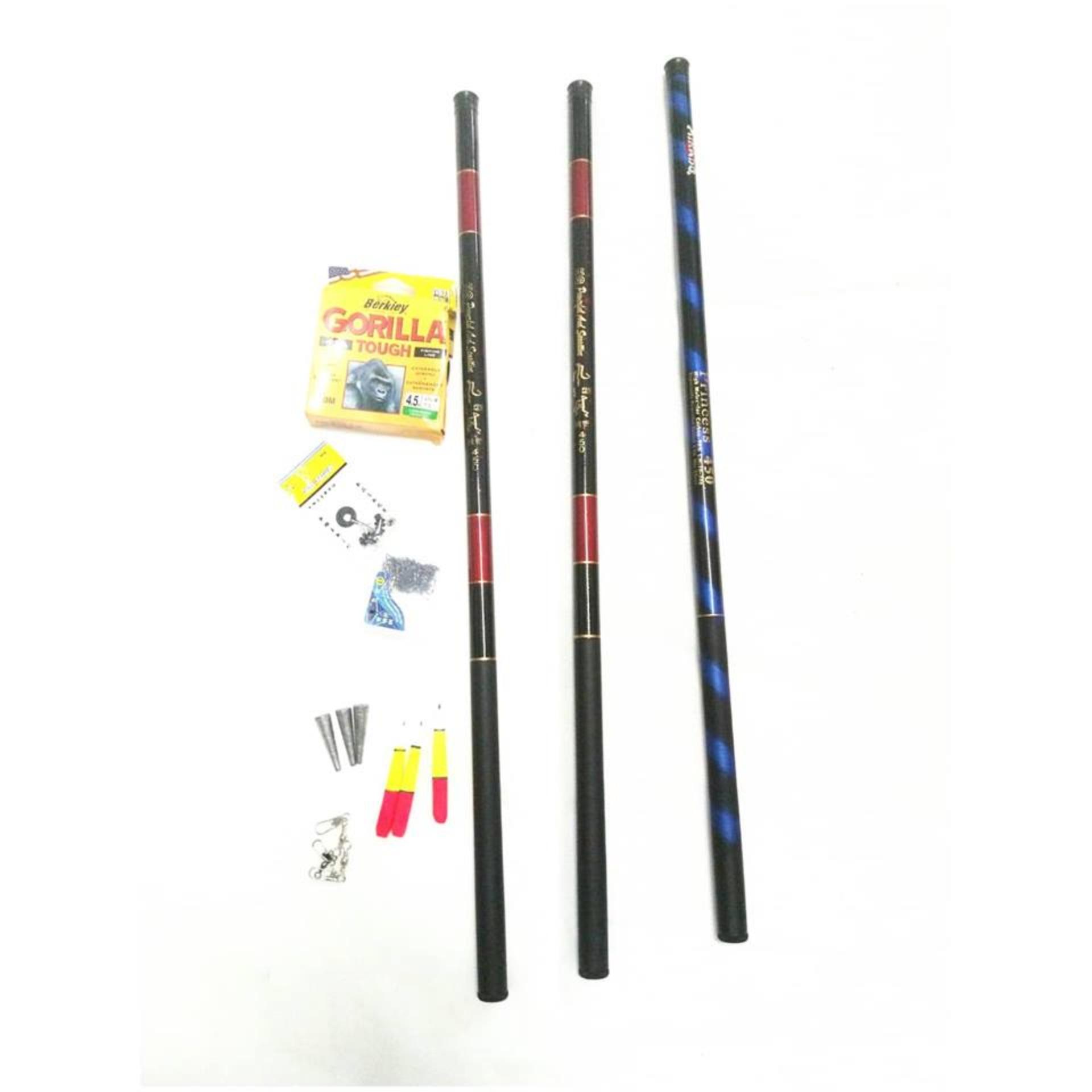 Bộ 3 cần câu tay 4m5 tặng phụ kiện