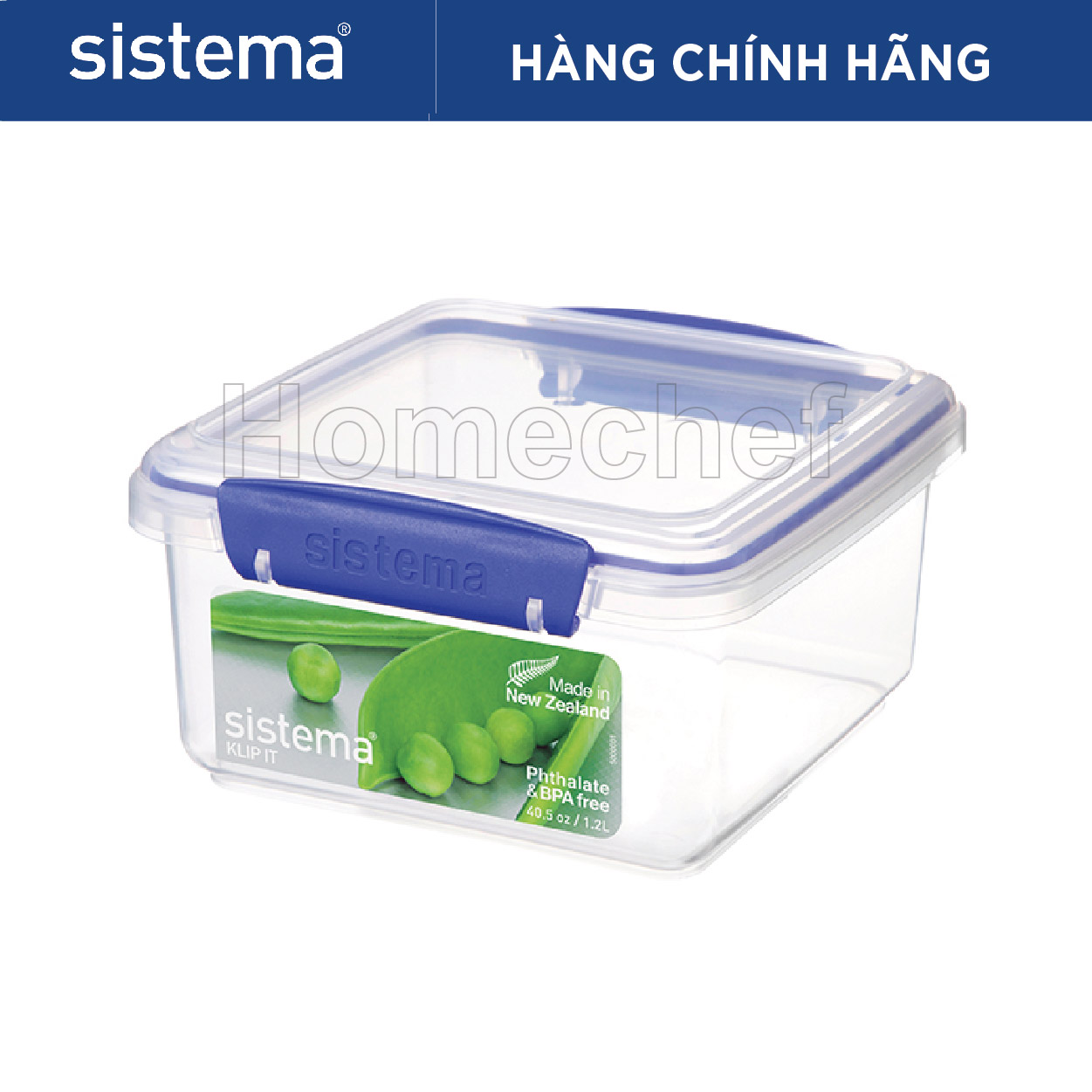 Hộp đựng thực phẩm Sistema 1.2L không chứa BPA, dùng lò vi sóng, máy rửa bát, sản xuất tại New Zealand - 1650