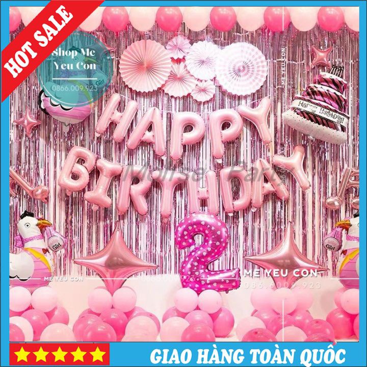 Combo trang trí sinh nhật bé gái, bóng bay sinh nhật giá rẻ, giá sỉ, bóng nhôm giá rẻ, combo trang trí sinh nhật 3 tuổi, trang trí sinh nhật bé gái tuổi gà, trọn bộ trang trí sinh nhật bé gái