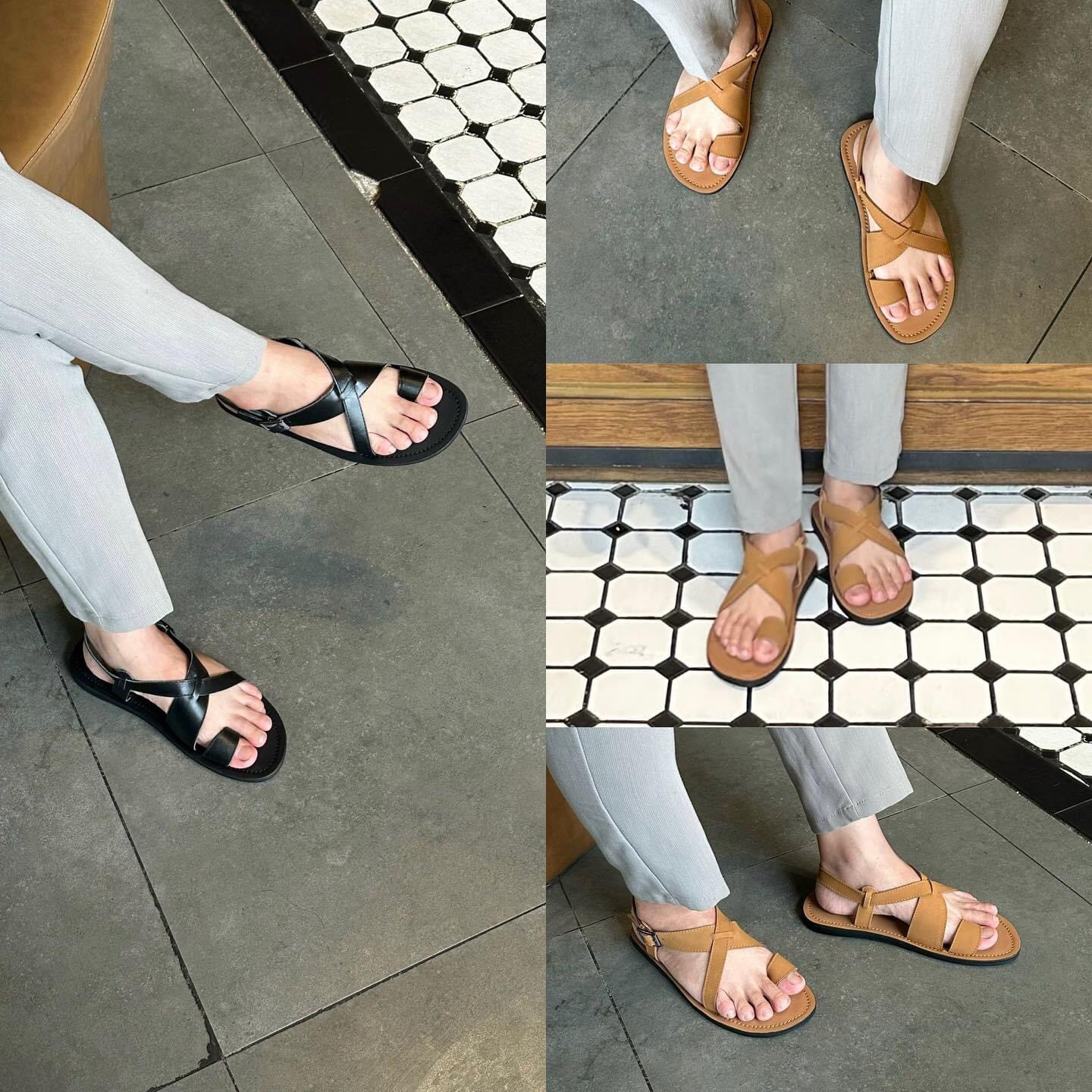 Sandal nam nữ journey xỏ ngón dây đan chất liệu da cao cấp .