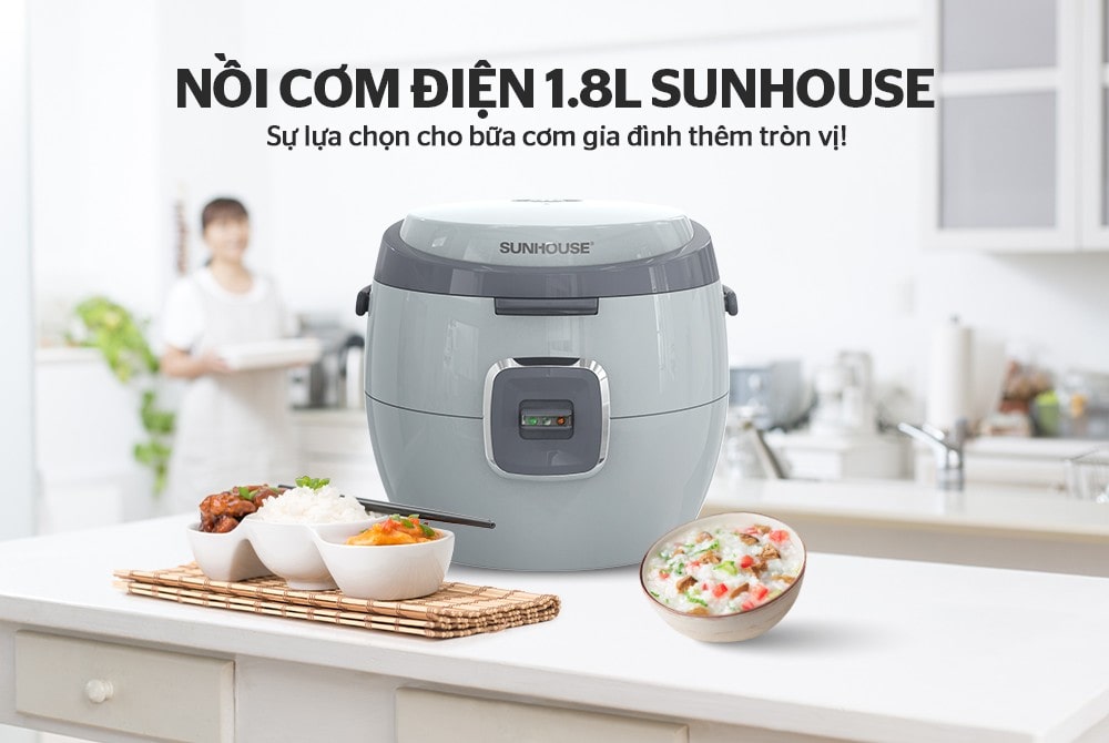 Nồi cơm điện 1.8l sunhouse shd8663g