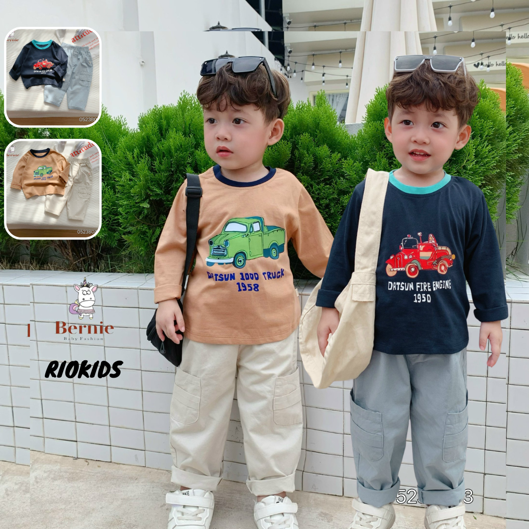 BE110 Bộ áo thun quần dài BERNIE cho bé trai phong cách năng động đi chơi đi học