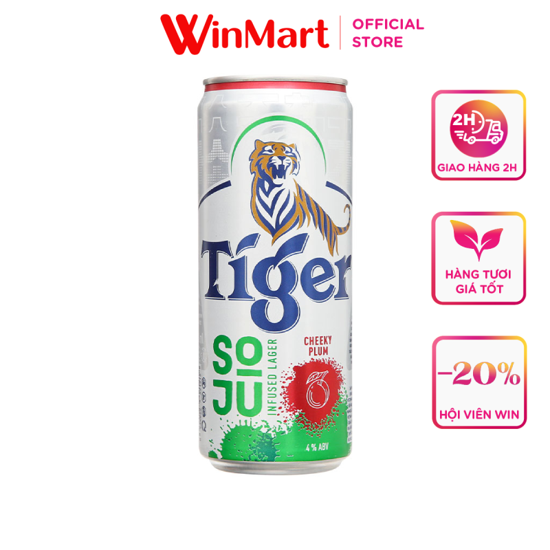 Siêu thị WinMart - Bia Tiger Soju Cherry lon sleek 330ml