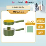 (Chỉ 25-29.06)Bộ nồi chảo phủ sứ an toàn Elmich Olive Baby full induction El-5234OV size 16cm