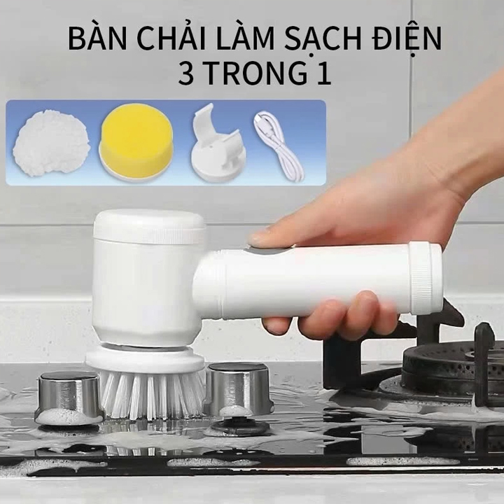 Máy Cọ Rửa Điện Đa Năng, Bàn chải làm sạch điện thông minh chống nước Sạc USB