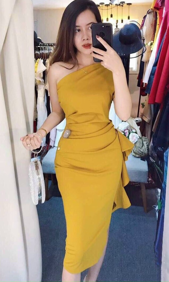 Đầm lệch vai bèo quá xinh ba màu