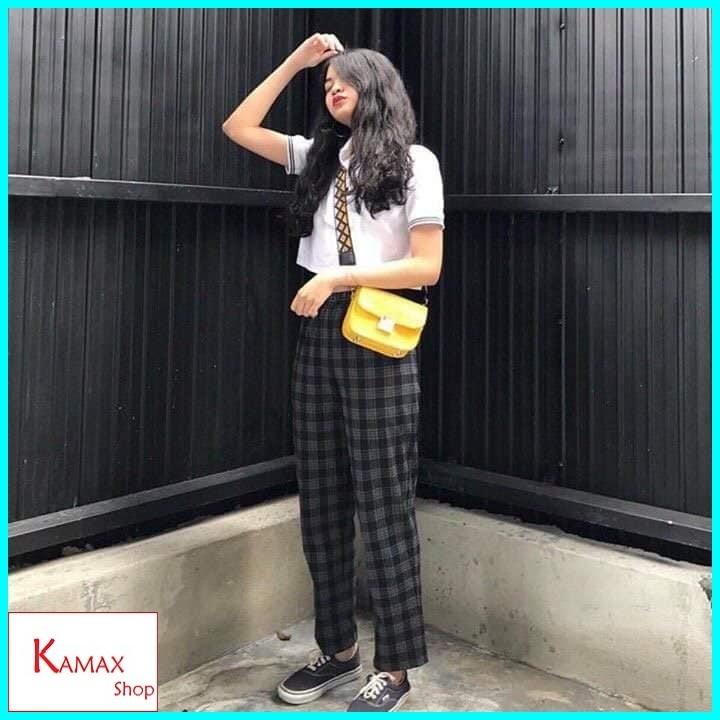 Quần caro Quần kẻ caro Quần quần hè Plaid pants