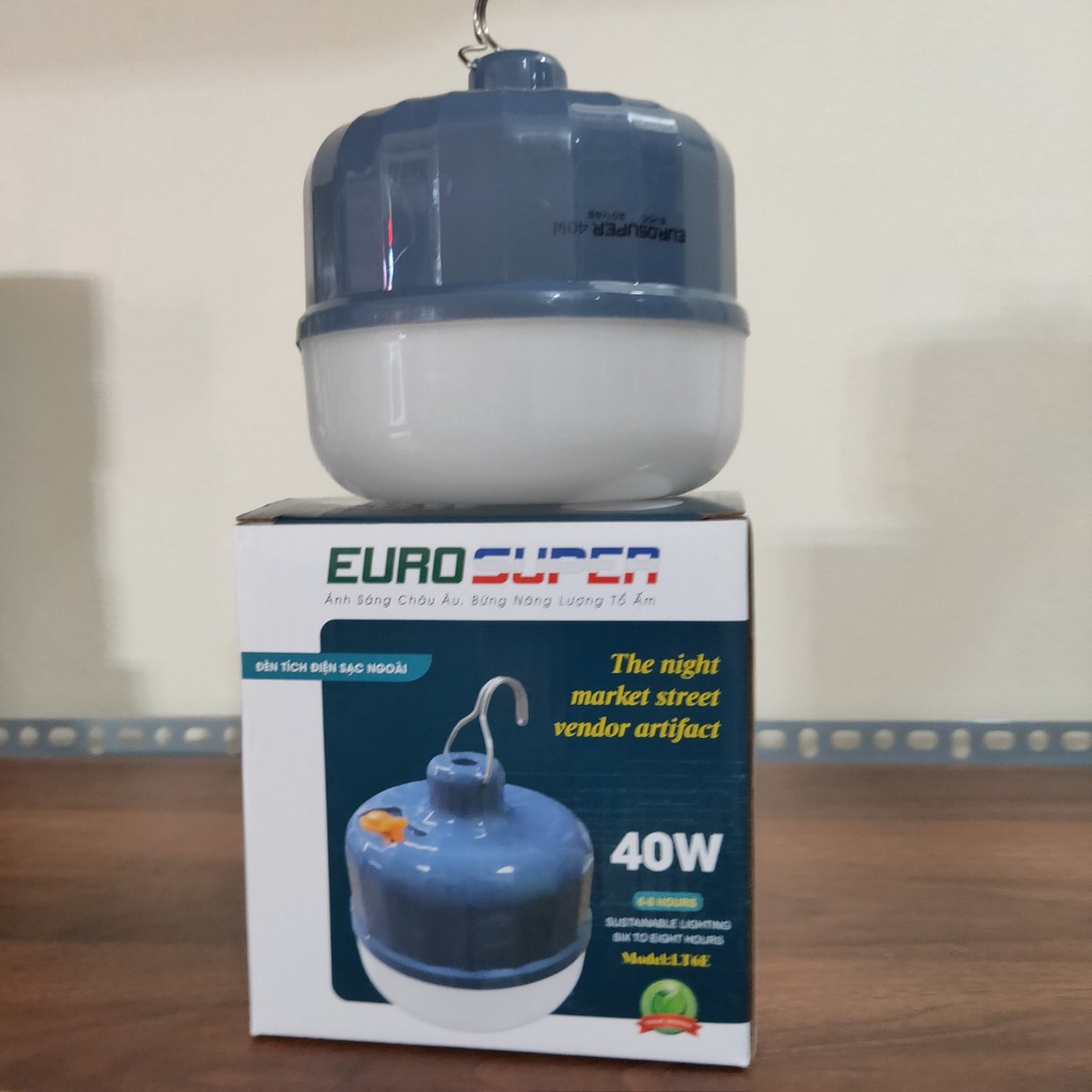Đèn Led Tích Điện Siêu Sáng Có Móc Treo EURO SUPER, 3 Chế Độ, Tiết Kiệm Điện Năng, Có Kèm Sạc - [Bảo Hành 12 Tháng]