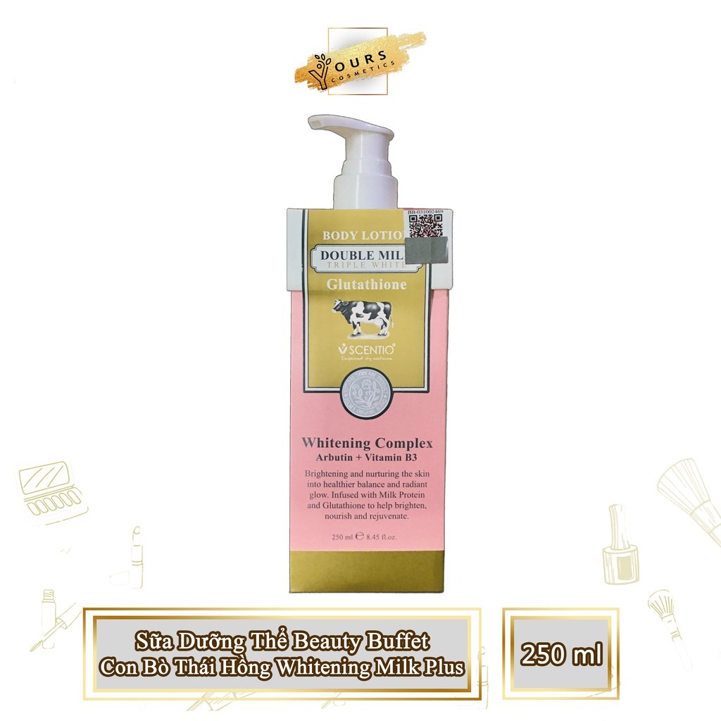 [Auth Thái] Sữa Dưỡng Thể Lotion Beauty Buffet Con Bò Thái Hồng Lotion Double Milk Whitening Complex  - Tinh Chất Glutathione & Arbutin Giúp Dưỡng Trắng Chống Lão Hoá -Hỗ Trợ Tăng Collagen Giúp Tăng Độ Đàn Hồi - Có Giấy Chứng Nhận B