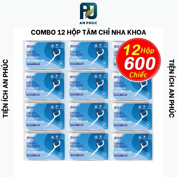 [Hộp 50pcs]Combo 12 Hộp Tăm Chỉ Nha Khoa vệ sinh chăm sóc răng miệng