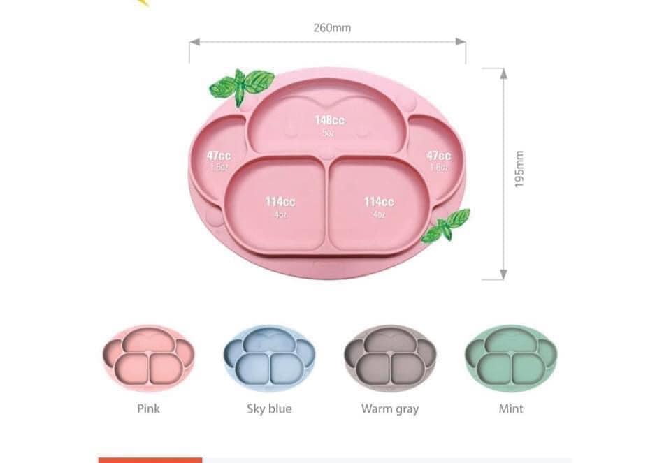 Khay ăn dặm silicon Kèm nắp Ange
