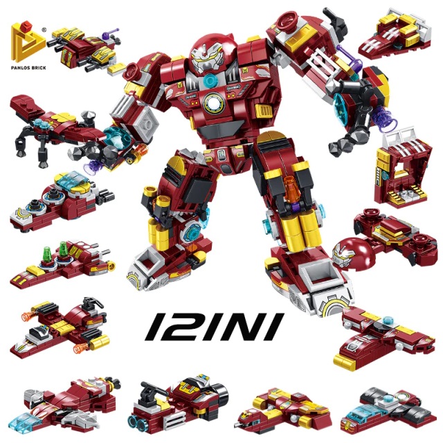 Bộ đồ chơi lắp ráp xếp hình Panlos Brick 12 trong 1 - Mô hình Steel Mecha 633055 - 575 mảnh ghép