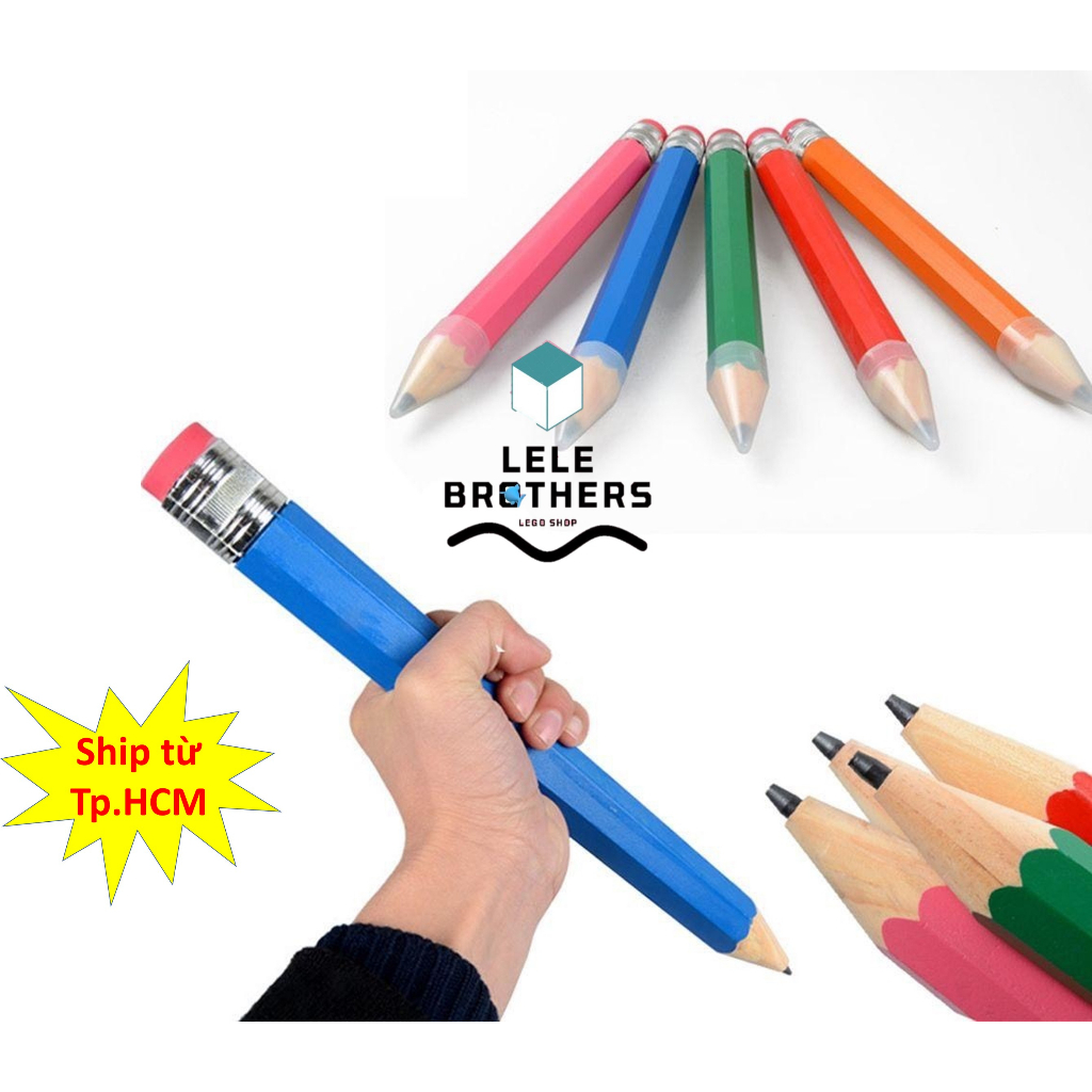 [HCM] Bút chì khổng lồ mẫu mới trơn nhiều màu có nắp đậy - thích hợp làm quà tặng cho bé