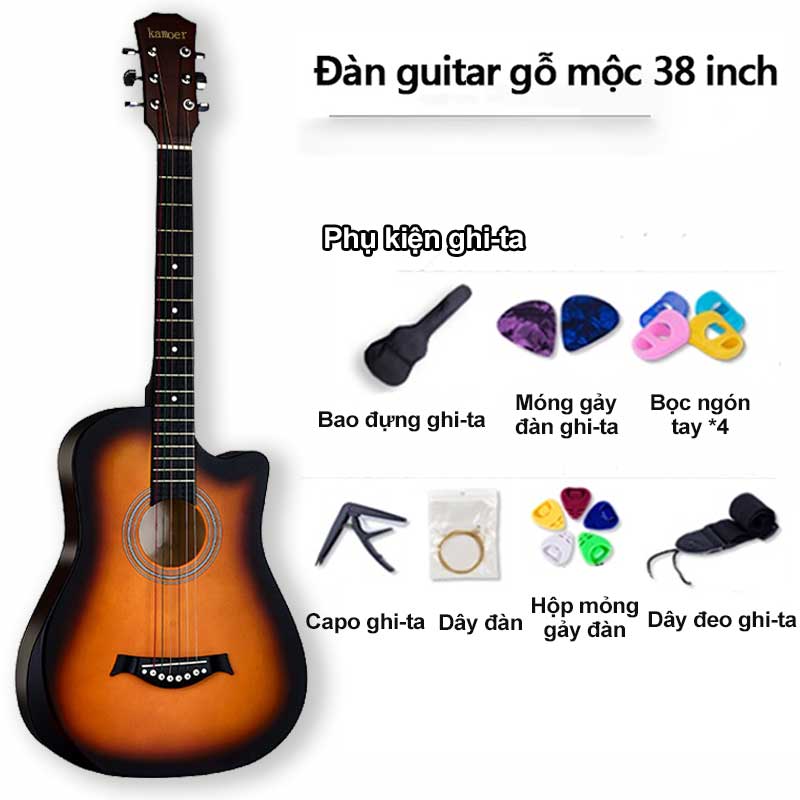 Đàn guitar cho người mới tập đàn guitar 38 inch tập luyện đàn ghi ta,Khẩu âm thanh tự nhiên và chân thật, có độ bền cao, dễ dàng sử dụng cho - 7