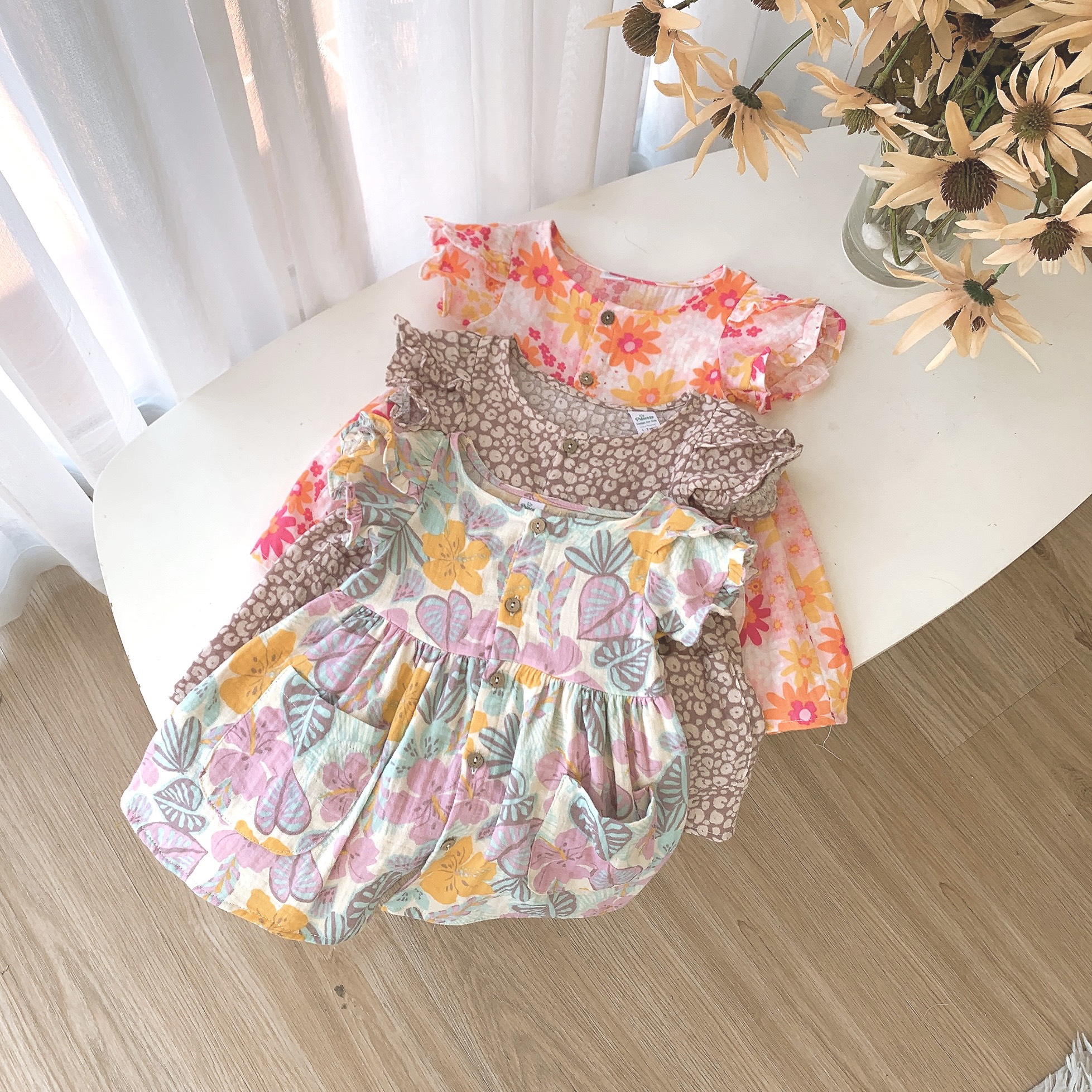 Váy chất xô thiết kế có túi cho bé op.kids