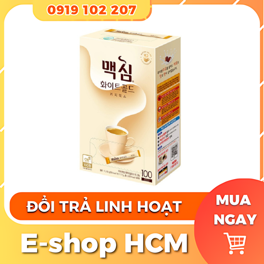 Cà phê maxim hàn quốc white gold | coffee mix | hộp 100 gói