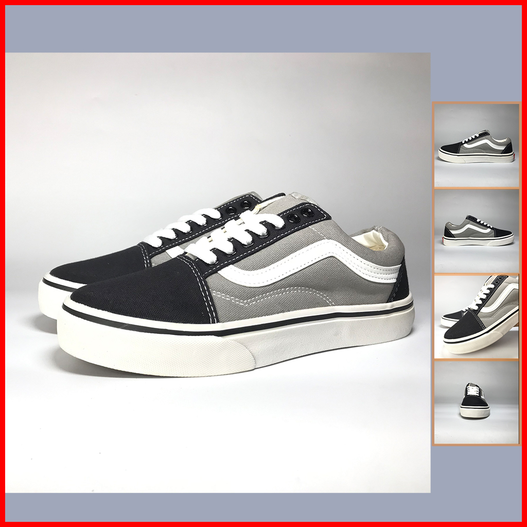 Giày vans old skool xám đen grey black full box