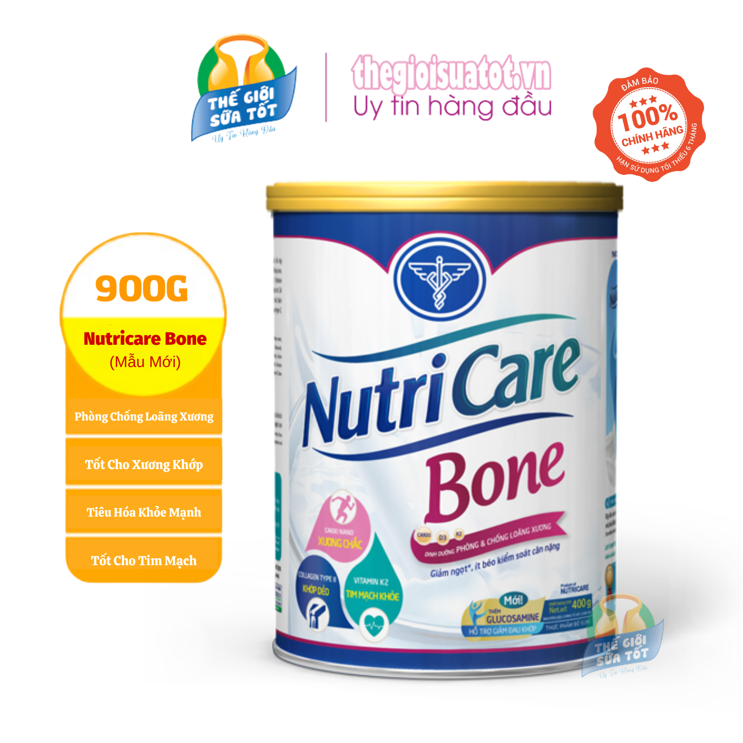 Sữa Nutricare Bone - 900G - Bổ Sung Canxi - Giúp Xương Chắc Khỏe