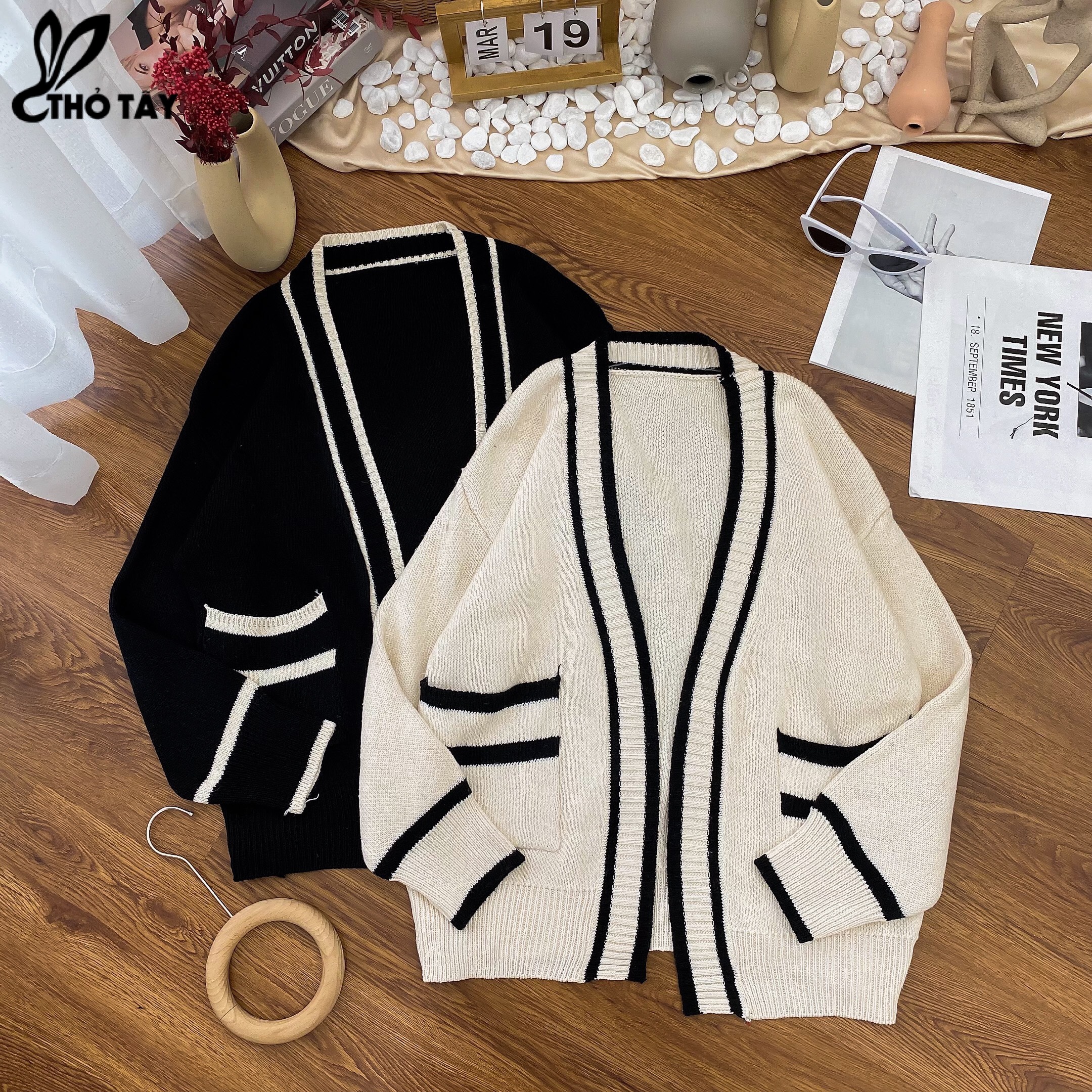 Áo khoác cardigan phối viền - thỏ tây a279c255