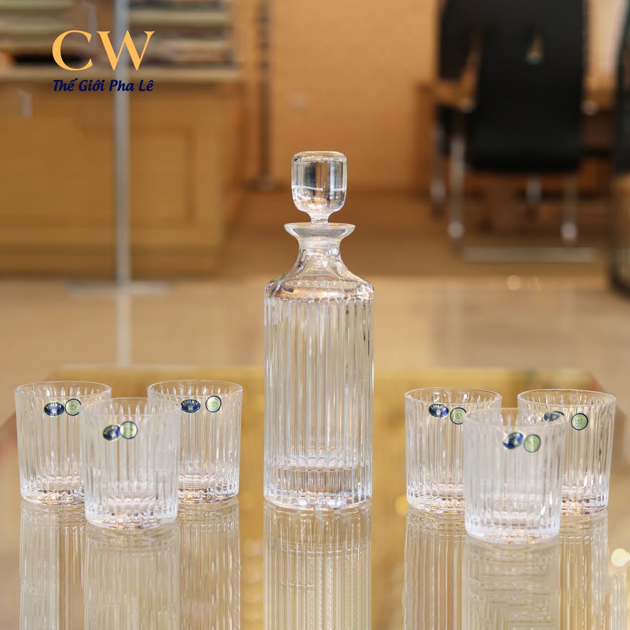 Bộ bình rượu mạnh pha lê tiệp khắc chính hãng bohemia crystal 68007