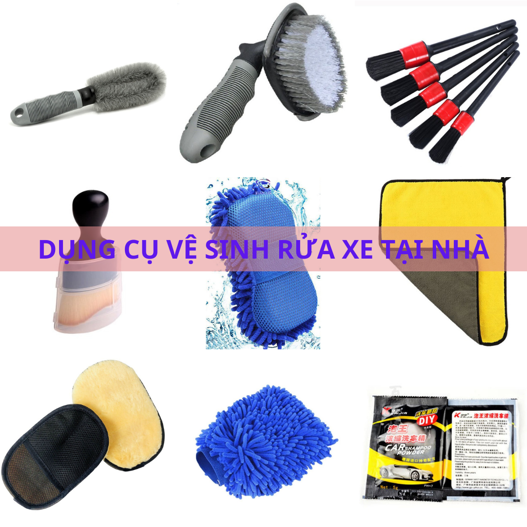 Bộ Dụng Cụ Chăm Sóc Xe Ô Tô Nhiều Món Găng Tay San Hô, Bộ 5 Cọ Rửa, Bàn Chải, khăn lau - Phụ Kiện Vệ Sinh Và Bộ Độ Nghề Vệ Sinh Rửa Xe Ô Tô, Xe Máy