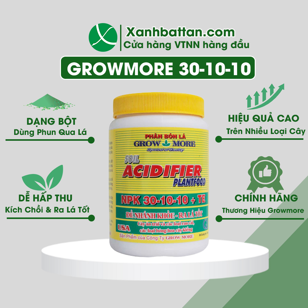 Phân Bón NPK 30-10-10 Growmore Acidifier 100 Gram