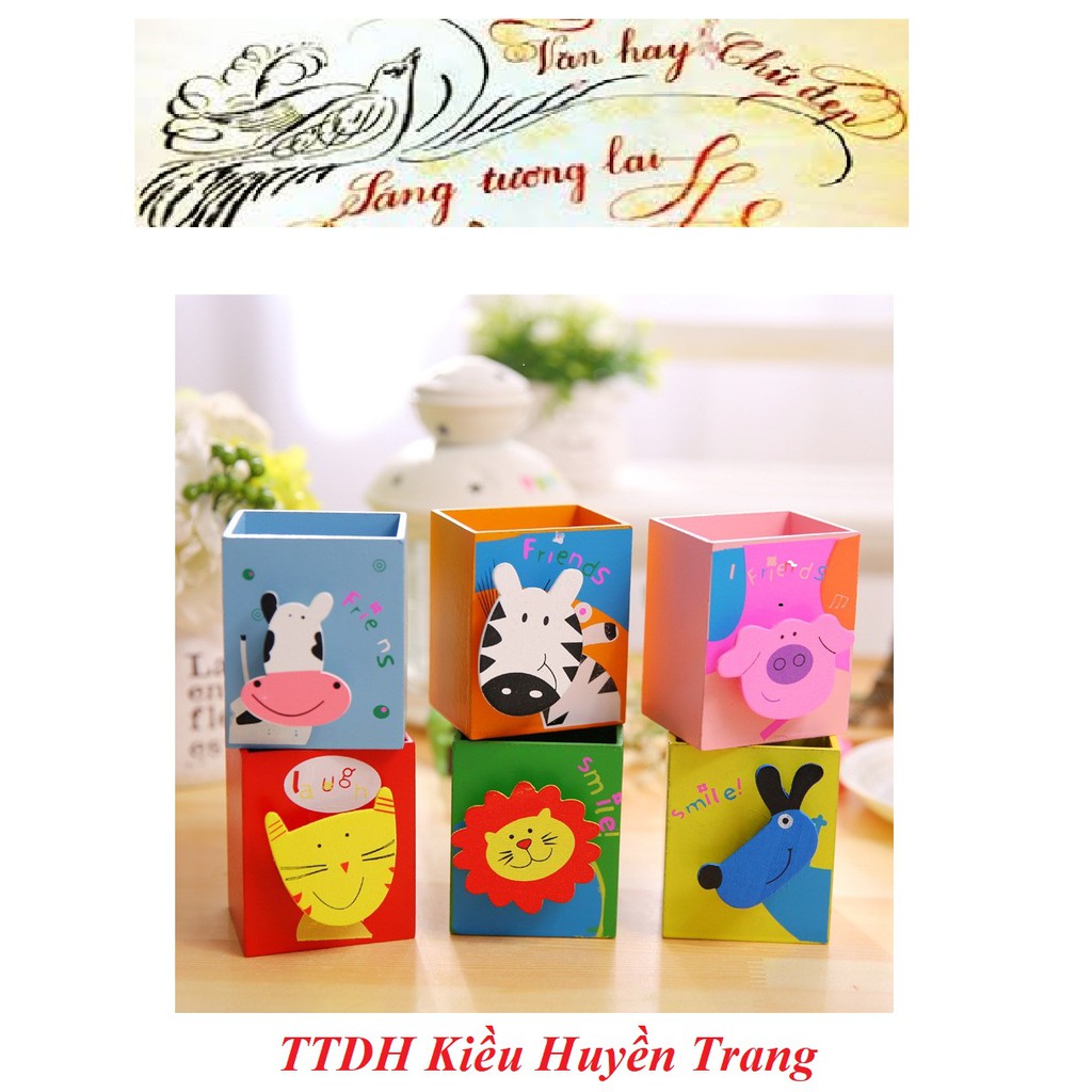 Hộp đựng bút gỗ hình động vật siêu đáng yêu