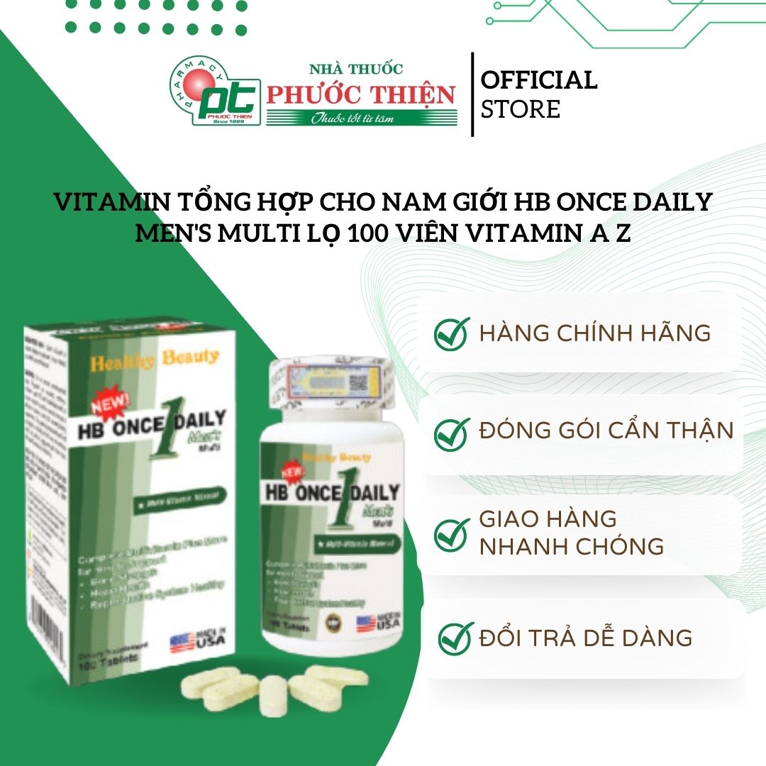 Vitamin tổng hợp cho nam giới HB Once Daily Men's Multi lọ 100 Viên vitamin a z