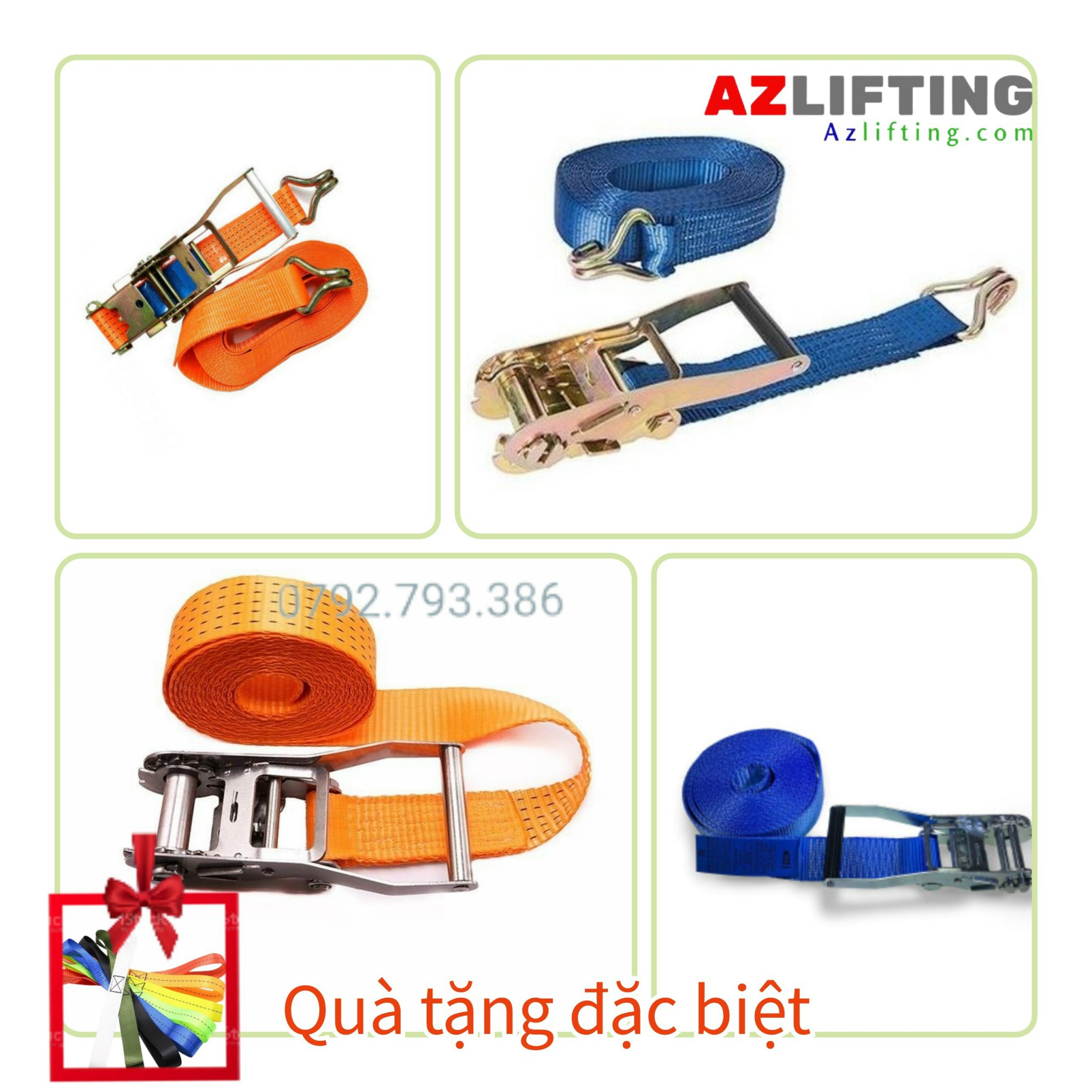 Dây tăng đơ vải chằng hàng 5cm tải 3 tấn màu cam