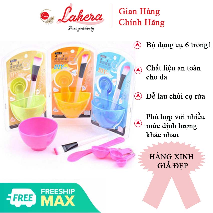 Bộ Chén Cọ Trộn Đắp Mặt Nạ 6 Món, Dụng Cụ Trộn Mặt Nạ Llahera VNPK03 màu sắc dễ thương