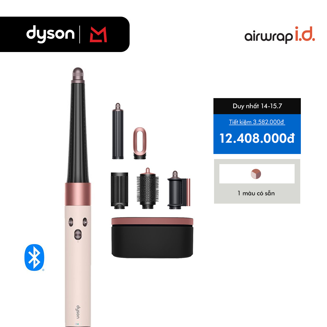 [DUY NHẤT 15.7: Voucher 14% Tối đa 2 Triệu] Máy tạo kiểu tóc thông minh Dyson Airwrap i.d. HS08 Straight+Wavy (Ceramic pink/Rose gold)