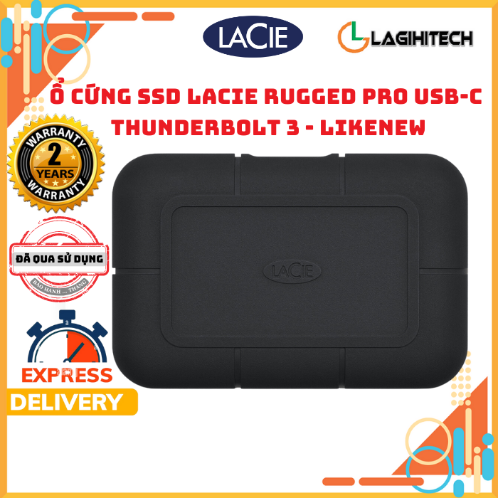 Ổ cứng di động ssd lacie rugged pro 1tb / 2tb usb-c thunderbolt 3 - likenew no box bảo hành 2 năm