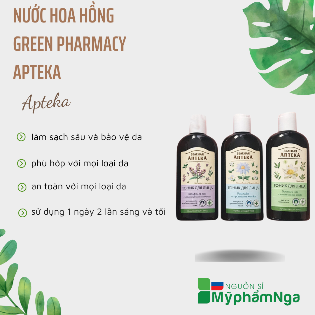 Nước hoa hồng Green Pharmacy Apteka - Toner Anteka
